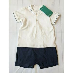H&M Navy & White Romper 6-9 Months